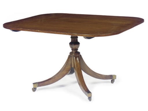 AN ENGLISH MAHOGANY TILT-TOP BREAKFAST TABLE,