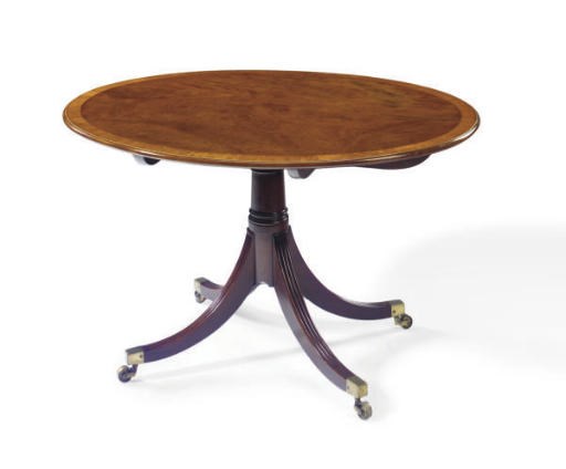 A GEORGE III MAHOGANY AND SATINWOOD BREAKFAST-TABLE,