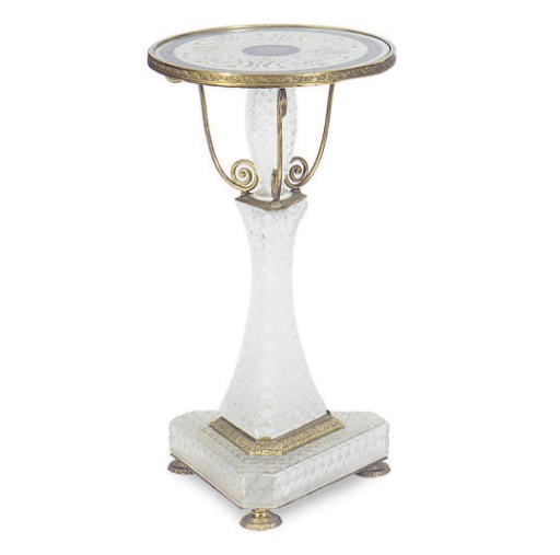 A GILT-METAL MOUNTED CUT-GLASS CIRCULAR SIDE TABLE,