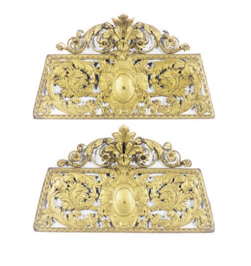 SIX CONTINENTAL GILT-METAL PANELS,