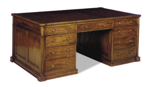 A MAHOGANY PARTNER'S DESK,
