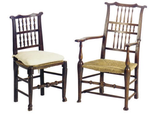 A HARLEQUIN SET OF TWELVE RUSH-SEATED ENGLISH ELM, BEECHWOOD, FRUITWOOD, MAHOGANY AND PINE DINING CHAIRS