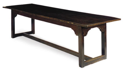 AN ENGLISH OAK REFECTORY TABLE,