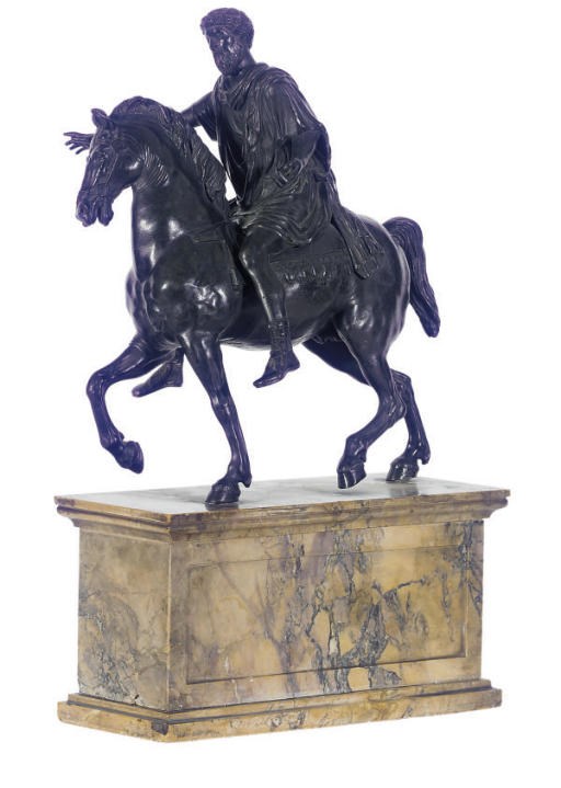 A PATINATED EQUESTRIAN BRONZE OF MARCUS AURELIUS,
