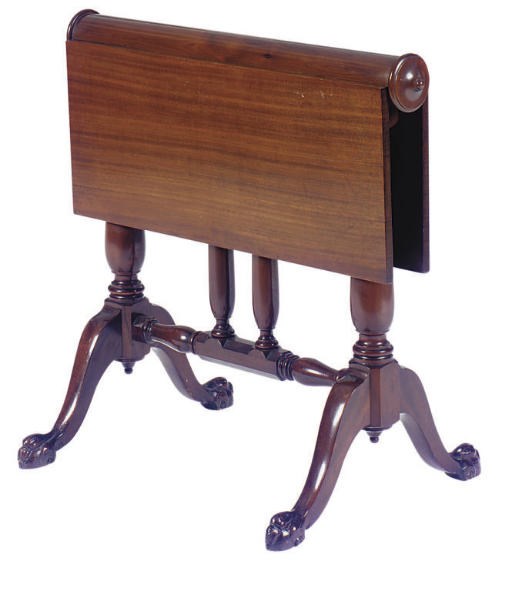 A MAHOGANY DROP-LEAF LOW SIDE TABLE,