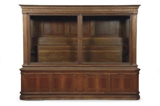 AN AUSTRIAN PARCEL-GILT WALNUT DISPLAY CABINET