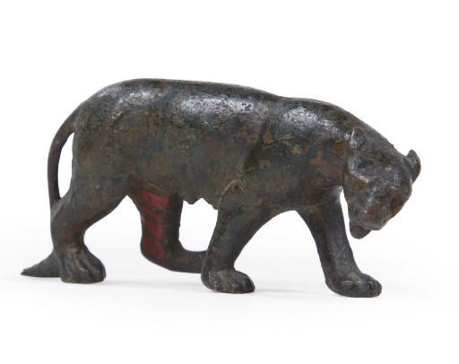 A BRONZE MODEL OF A PACING PANTHER