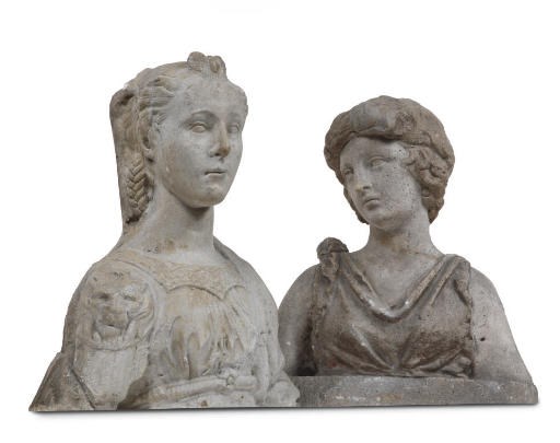 A COMPOSITE STONE BUST OF A LADY