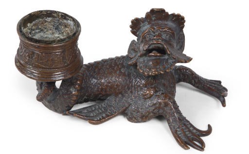 A NORTH ITALIAN BRONZE INKWELL