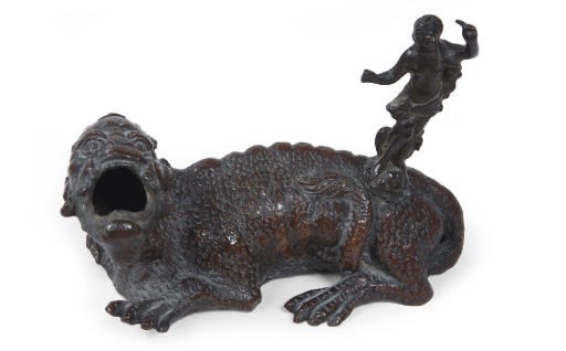 A NORTH ITALIAN BRONZE INKWELL