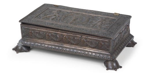 A BRONZE WRITING CASKET