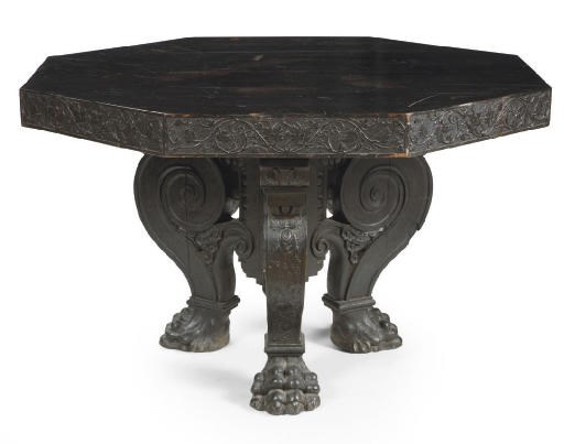 AN ITALIAN STAINED WALNUT CENTRE TABLE