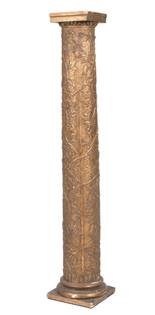 AN ITALIAN GILT 'PASTIGLIA' COLUMN