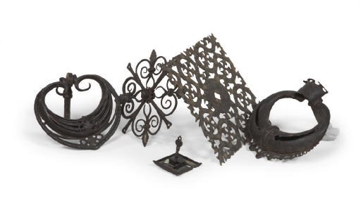 TWO WROUGHT-IRON DOOR KNOCKERS