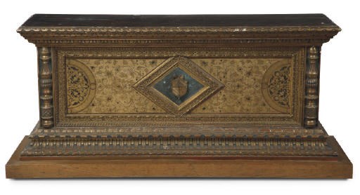 AN ITALIAN 'PASTIGLIA' AND POLYCHROME-DECORATED STAND
