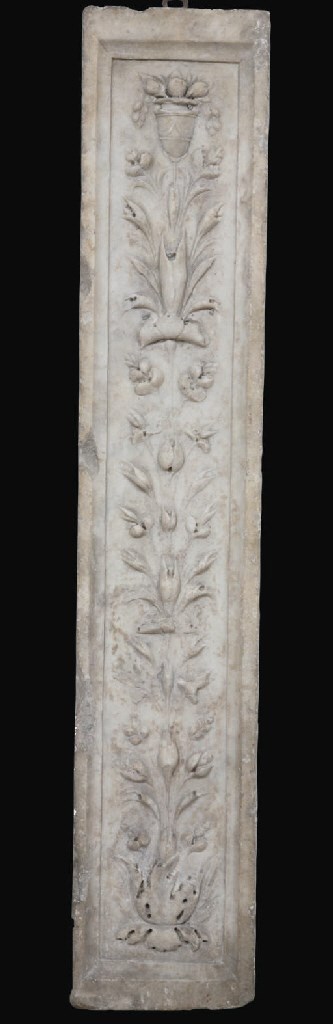 AN ITALIAN CARVED WHITE MARBLE PANEL
