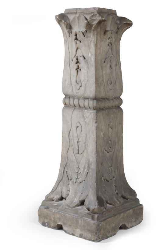 AN ITALIAN CARVED WHITE MARBLE STEM