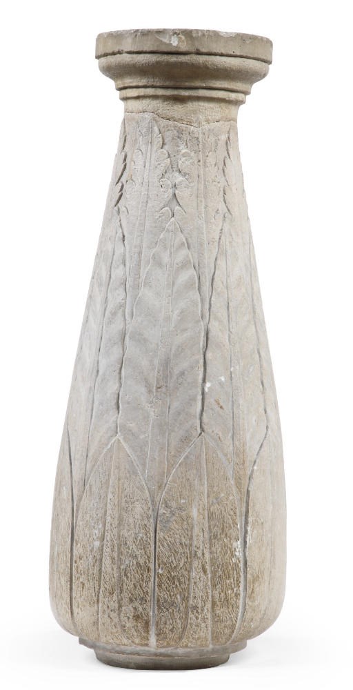 AN ITALIAN CARVED STONE BASIN SUPPORT