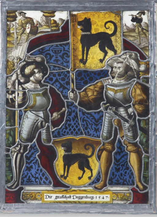 A SWISS STAINED-GLASS FRAGMENTARY PANEL