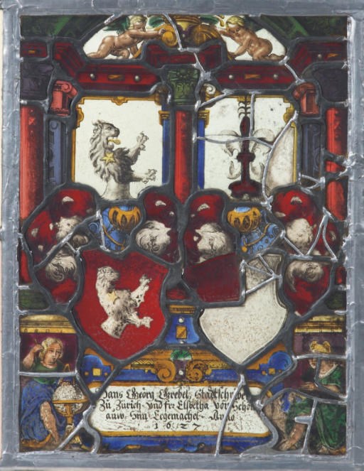 A SWISS STAINED-GLASS FRAGMENTARY PANEL
