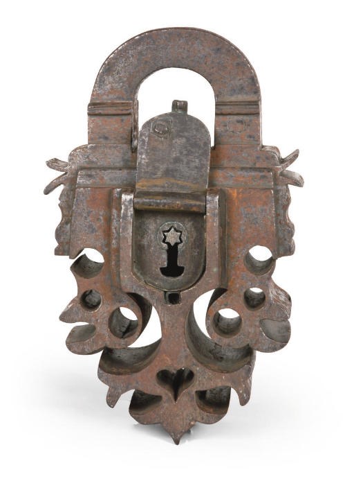 AN ORNAMENTAL IRON PADLOCK