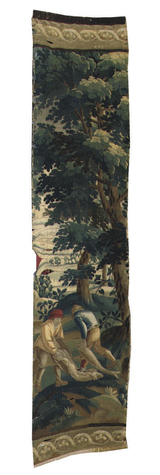 A FLEMISH PASTORAL TAPESTRY FRAGMENT