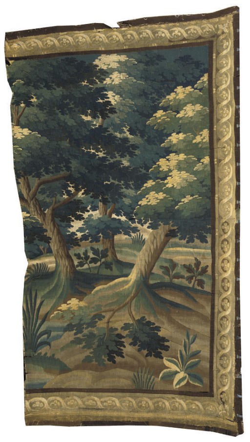 A FLEMISH PASTORAL TAPESTRY FRAGMENT