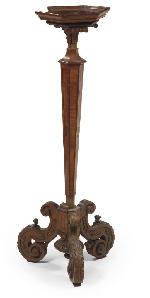 AN OLIVEWOOD AND WALNUT GUERIDON