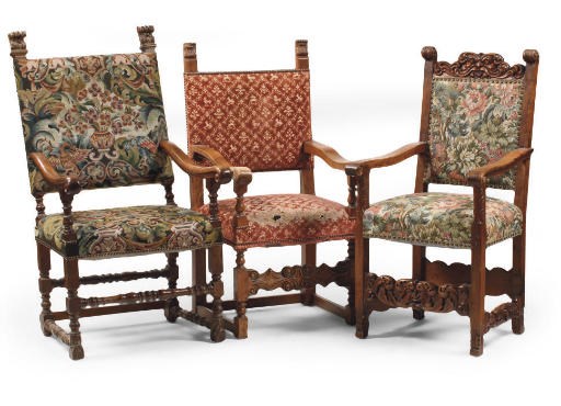 AN AUSTRIAN WALNUT ARMCHAIR
