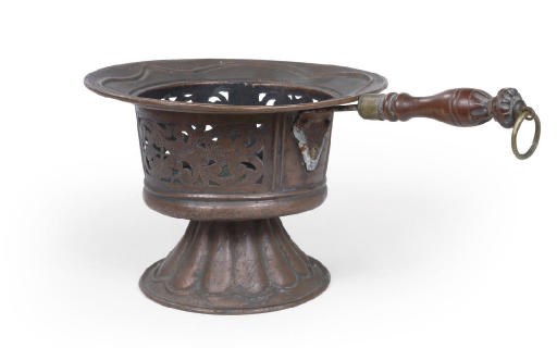 A PIERCED AND ENGRAVED COPPER BRAZIER