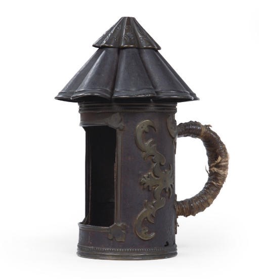 A BRASS-MOUNTED IRON LANTERN