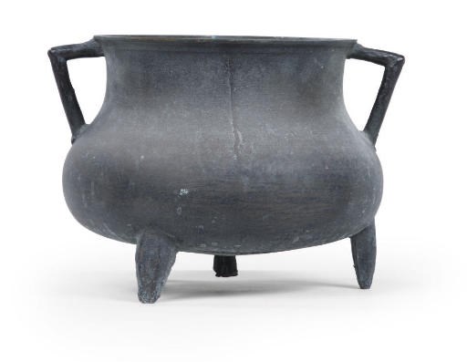 A BRASS CAULDRON