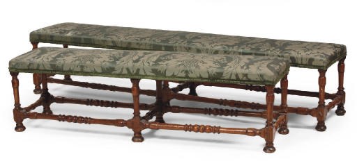 TWO AUSTRIAN WALNUT BANQUETTES