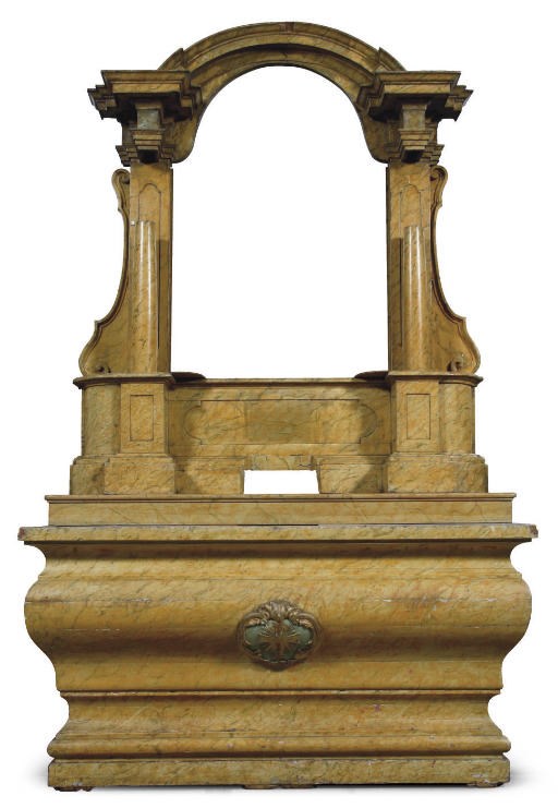 A PARCEL-GILT AND YELLOW-MARBLEIZED ALTAR