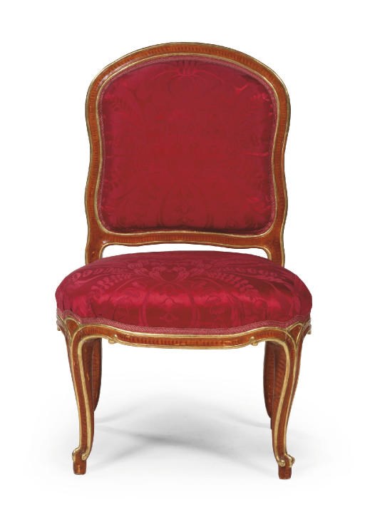 A SET OF EIGHT AUSTRIAN PARCEL-GILT AND FAUX-BOIS (LASUR) DECORATED CHAIRS