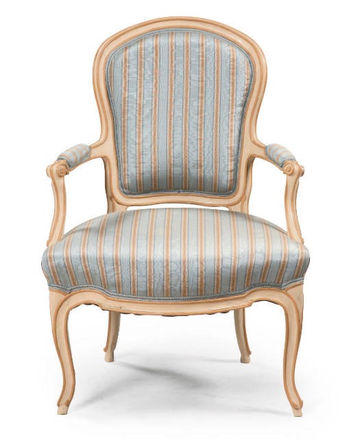 A SET OF THREE AUSTRIAN BEIGE-PAINTED FAUTEUILS