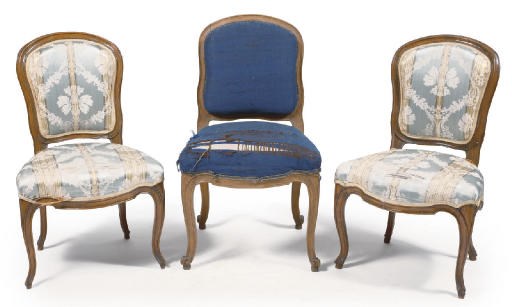 A SET OF THREE AUSTRIAN STAINED BEECHWOOD SIDE CHAIRS