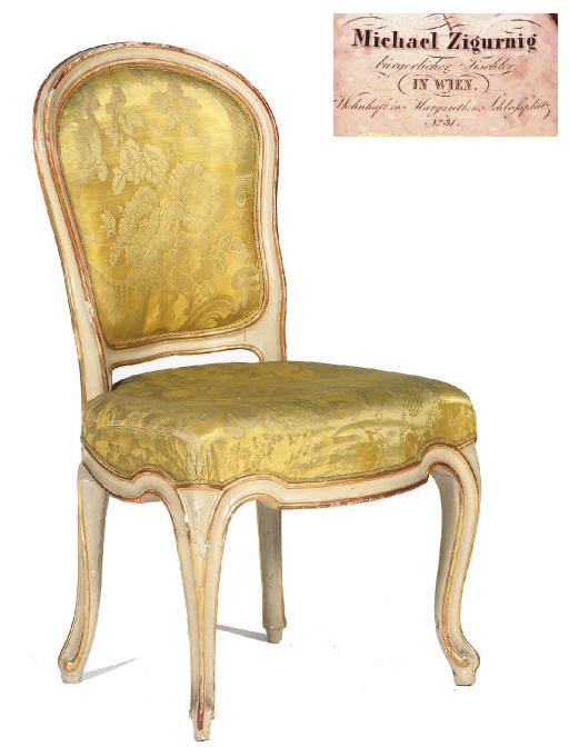 A SET OF SIXTEEN AUSTRIAN PARCEL-GILT AND WHITE-PAINTED CHAIRS