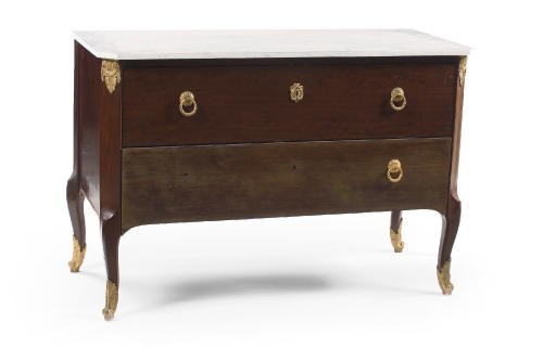 AN AUSTRIAN ORMOLU-MOUNTED MAHOGANY COMMODE