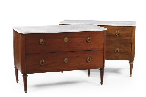 A PAIR OF AUSTRIAN ORMOLU-MOUNTED COMMODES