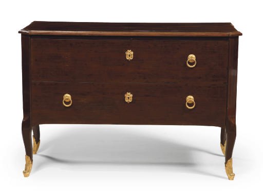 AN AUSTRIAN ORMOLU-MOUNTED MAHOGANY COMMODE