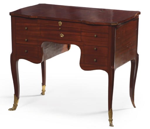 AN AUSTRIAN ORMOLU-MOUNTED MAHOGANY POUDREUSE