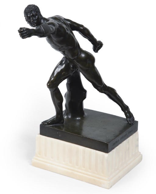 A BRONZE FIGURE OF THE BORGHESE GLADIATOR