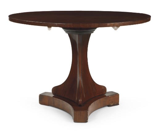 AN AUSTRIAN BIEDERMEIER MAHOGANY AND EBONIZED TILT-TOP TABLE