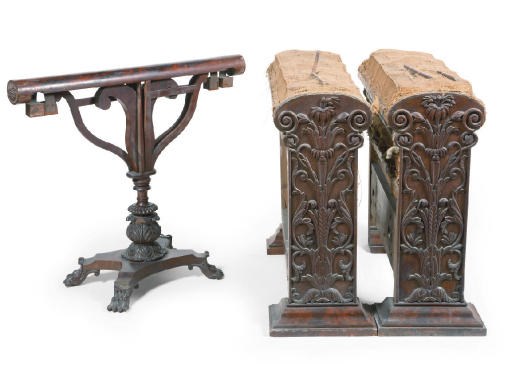 A PAIR OF AUSTRIAN MAHOGANY SIDES OF A SOFA