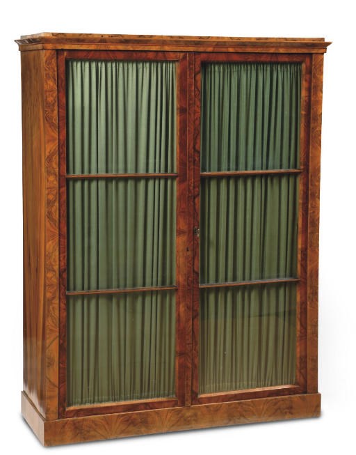 AN AUSTRIAN BIEDERMEIER WALNUT DISPLAY CASE