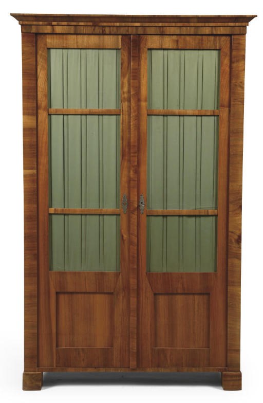 AN AUSTRIAN BIEDERMEIER WALNUT DISPLAY CASE