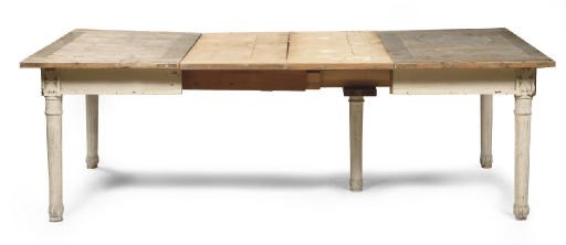 AN AUSTRIAN WHITE-PAINTED EXTENDING DINING-TABLE