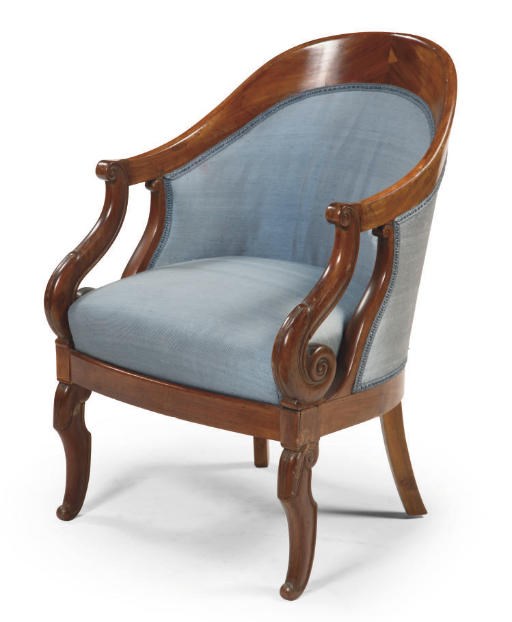 A RESTAURATION MAHOGANY BERGERE