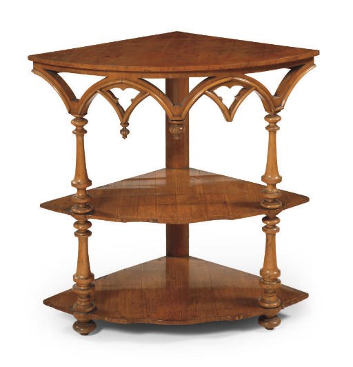 AN AUSTRIAN CHERRYWOOD CORNER ETAGERE